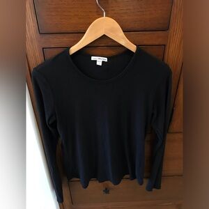 James Perse Black Long-Sleeve Crewneck Top